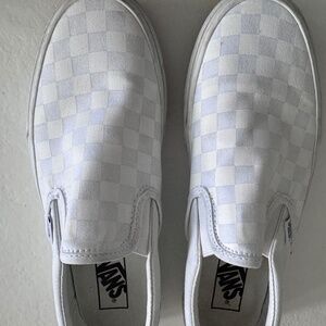 Like new checkerboard slip on vans